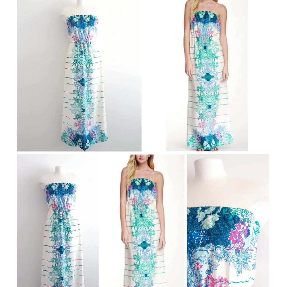 Pink Owl Gorgeous Strapless Summer Maxi Dress